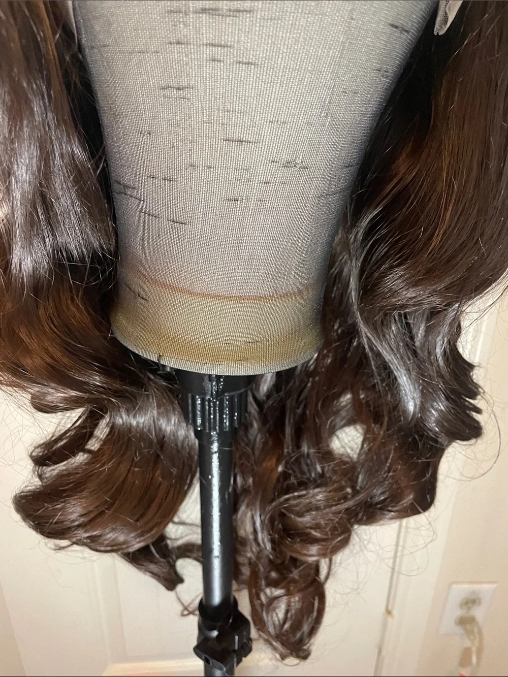 Lace Front Women's Long Wavy Wig - Dark Brown